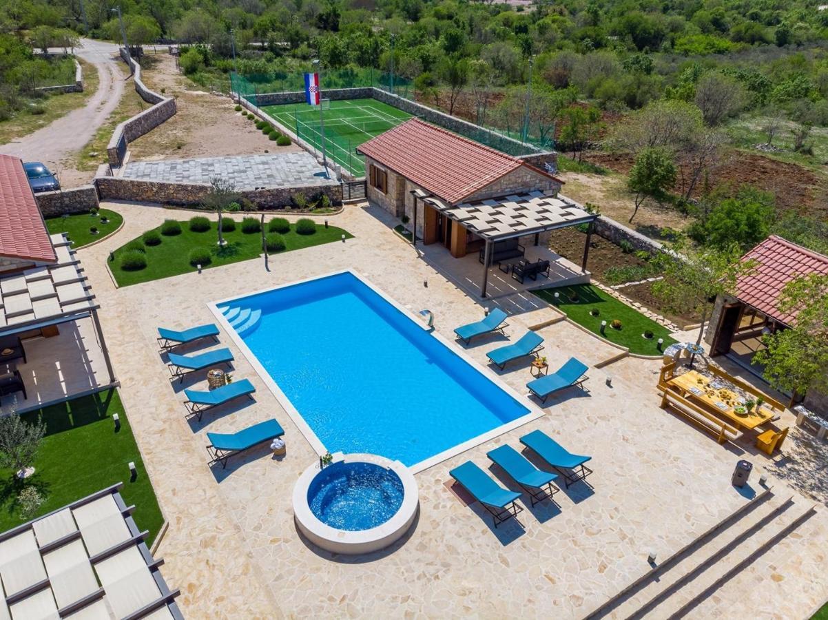 New! Promina Luxury Villa With 72Sqm Heated Pool, Jacuzzi, Infrared Sauna, Tennis Court, Media Room Bogatić 외부 사진